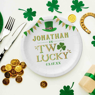 Plato De Papel Dos afortunados San Patricio segundo cumpleaños