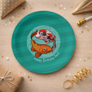 Plato De Papel Dos Amigables Personalizados De Natación De Carpas