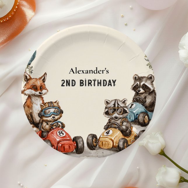 Plato De Papel Dos animales de bosque rápido 2º cumpleaños (Subido por el creador)