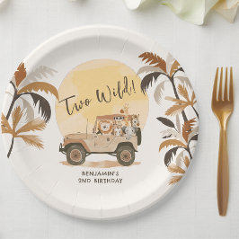 Plato De Papel Dos animales salvajes de la jungla de Safari segun