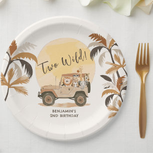 Plato De Papel Dos animales salvajes de la jungla de Safari segun