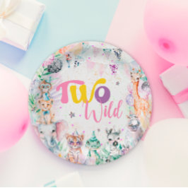 Plato De Papel Dos animales salvajes de Safari tropical segundo c