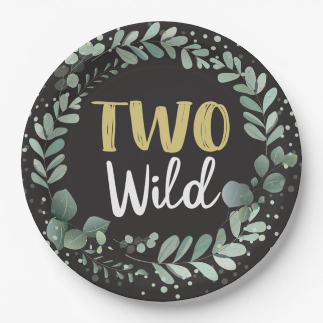 Plato De Papel Dos animales silvestres de Woodland Black Wreath (Anverso)
