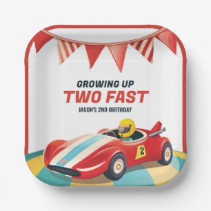 Plato De Papel Dos autos de carrera rápida segundo cumpleaños