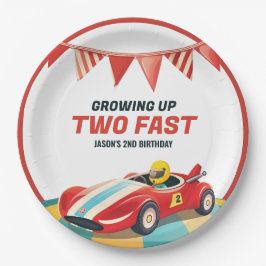 Plato De Papel Dos autos de carrera rápida segundo cumpleaños