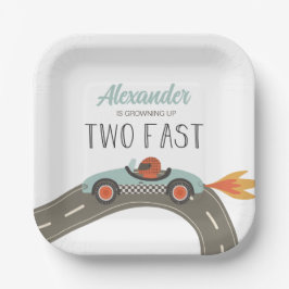 Plato De Papel Dos AZUL Fast Race Car Birday