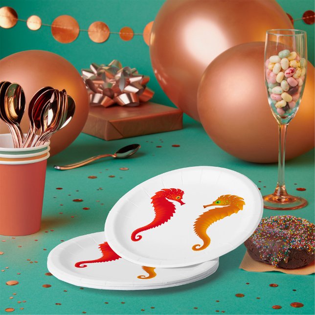 Plato De Papel Dos caballitos de mar y placas de papel (Subido por el creador)