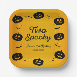 Plato De Papel Dos calabazas y batas de cumpleaños espeluznantes