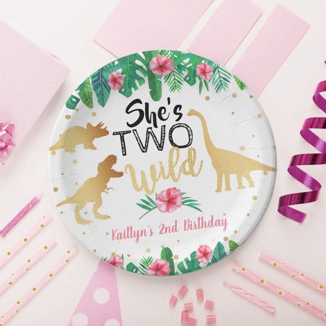 Plato De Papel Dos Chicas de dinosaurios silvestres Fiesta de cum (Subido por el creador)