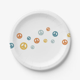 Plato De Papel Dos chicos retro geniales signo de paz cumpleaños