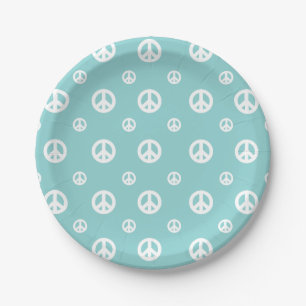 Plato De Papel Dos chicos retro geniales signo de paz cumpleaños