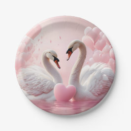 Plato De Papel dos cisnes blancos