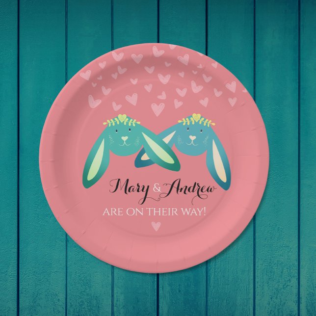 Plato De Papel Dos Conjuntos Gemelos Baby Shower En Fiesta Pastel (Subido por el creador)