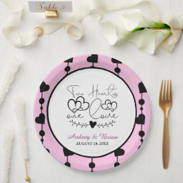 Plato De Papel Dos Corazones Un Amor