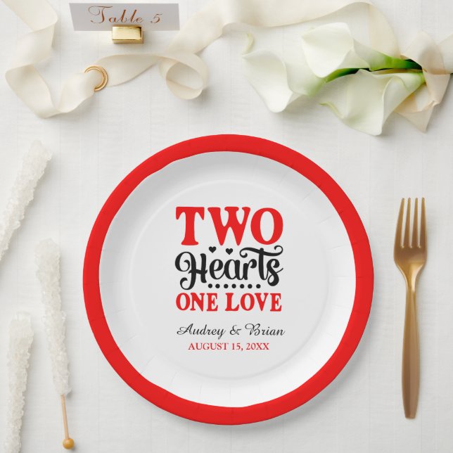 Plato De Papel Dos Corazones Un Amor (Boda)