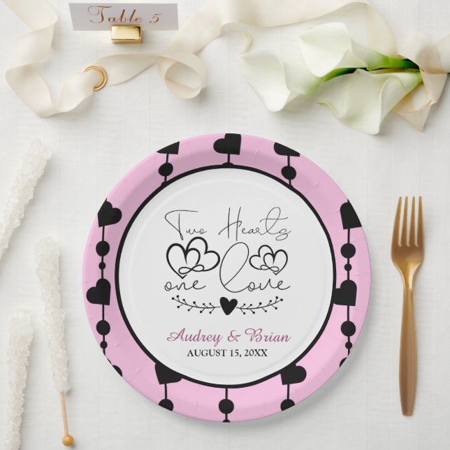 Plato De Papel Dos corazones uno amor (Boda)