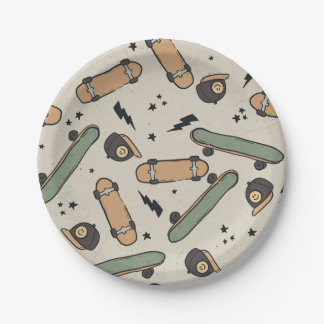 Plato De Papel Dos cumpleaños de Guay Skateboard