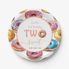 Plato De Papel Dos dulces donuts fiesta del segundo cumpleaños