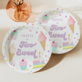 Plato De Papel Dos dulces helados y pastel cumpleaños 2