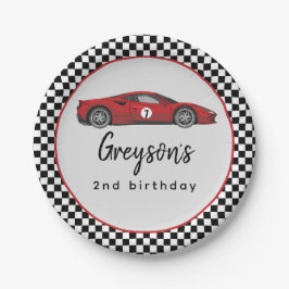 Plato De Papel Dos Fiestas del segundo cumpleaños de Fast Race Ca