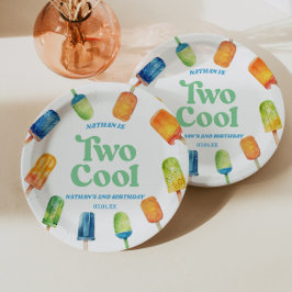 Plato De Papel Dos Fiestas del segundo cumpleaños de Guay Blue Re