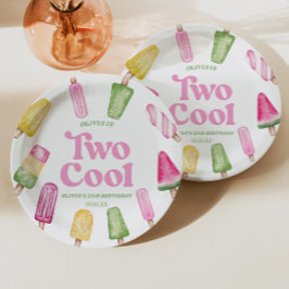 Plato De Papel Dos Fiestas del segundo cumpleaños de Guay Retro R