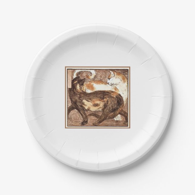 Plato De Papel Dos gatos (por Franz Marc) (Anverso)