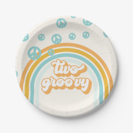Plato De Papel DOS Groovy Chico Retro Cumpleaños 2