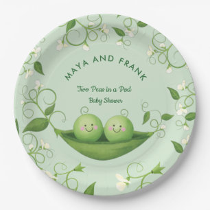 Plato De Papel Dos guisantes en un Baby Shower de Pod