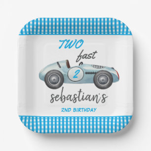 Plato De Papel Dos invitaciones de cumpleaños para el auto Fast B