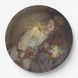 Plato De Papel Dos jóvenes Chicas regresan a casa