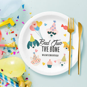 Plato De Papel Dos malos los perros y globos de gato segundo cump