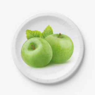 Plato De Papel Dos manzanas verdes