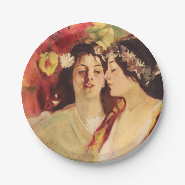 Plato De Papel Dos máscaras de primavera (por Stefan Luchian) (Anverso)