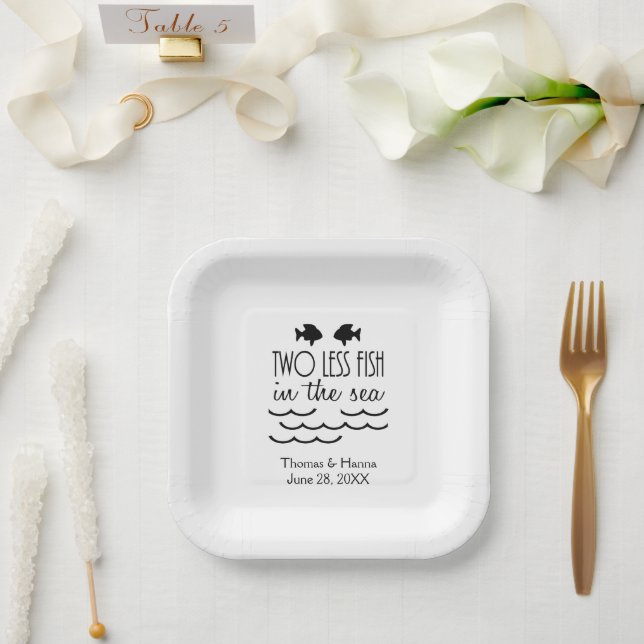 Plato De Papel Dos peces menos en el Boda del mar (Boda)