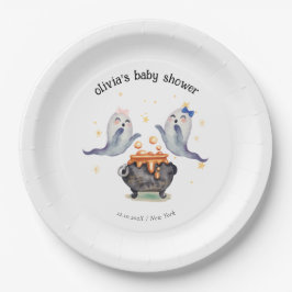 Plato De Papel Dos pequeños abucheos fantasma en Baby Shower