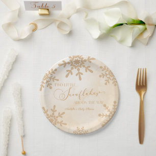 Plato De Papel Dos pequeños copos de nieve en Baby Shower