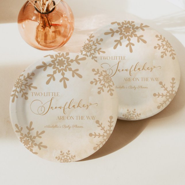 Plato De Papel Dos pequeños copos de nieve en Baby Shower (Subido por el creador)