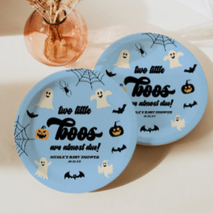 Plato De Papel Dos pequeños gemelos Halloween Baby Shower