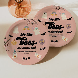 Plato De Papel Dos pequeños gemelos Halloween Baby Shower