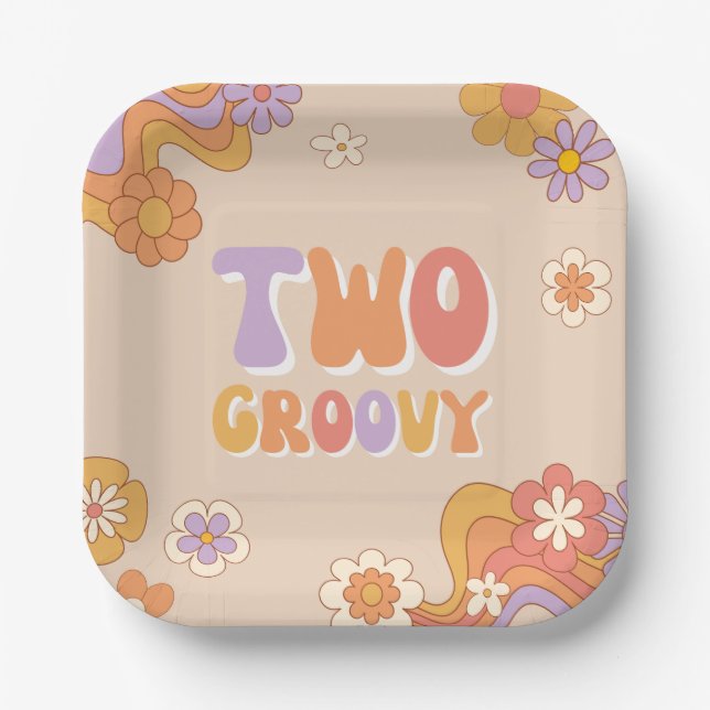 Plato De Papel Dos placas de papel Fiesta Groovy (Anverso)