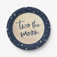 Dos placas para la fiesta de cumpleaños de la luna