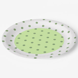 Plato De Papel Dos puntos de polka verde de tono
