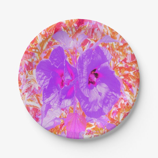 Plato De Papel Dos púrpura y picante ciruela loca Hibiscus (Anverso)