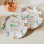 Plato De Papel Dos Rex Dinosaur 2º Segundo Partido de Cumpleaños<br><div class="desc">¡Esta es una segunda plancha de papel de los dos dinosaurios antiguos!</div>