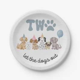 Plato De Papel Dos rosados dejan que los perros saquen la placa F