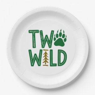 Plato De Papel Dos salvajes - Rustic Woodsy Second Birday