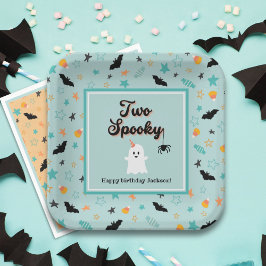 Plato De Papel Dos Sombríos Sexo Neutral Halloween Segundo Cumple