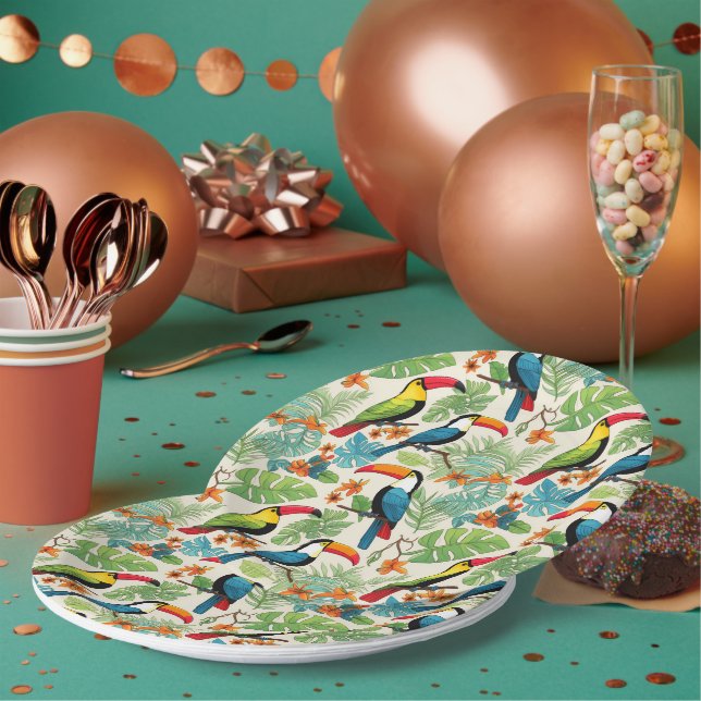 Plato De Papel Dosel de Tucán Tropical (Multi)
