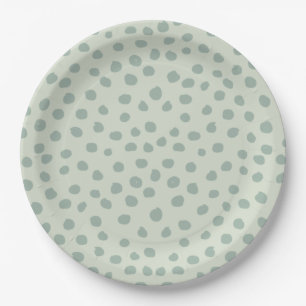 Plato De Papel Dots Sage Green